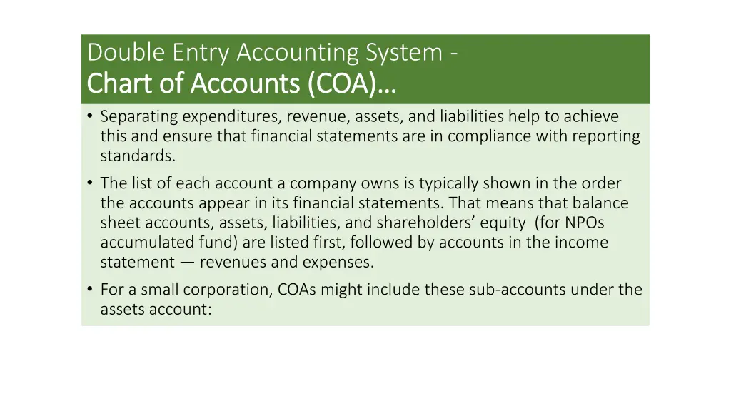 double entry accounting system chart of accounts 1