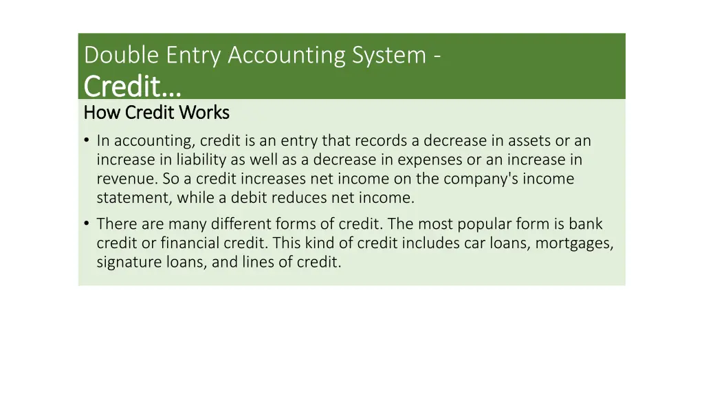 double entry accounting system credit credit 1