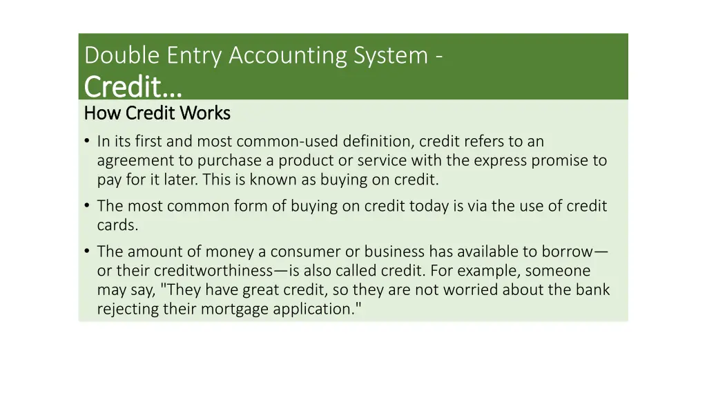 double entry accounting system credit credit