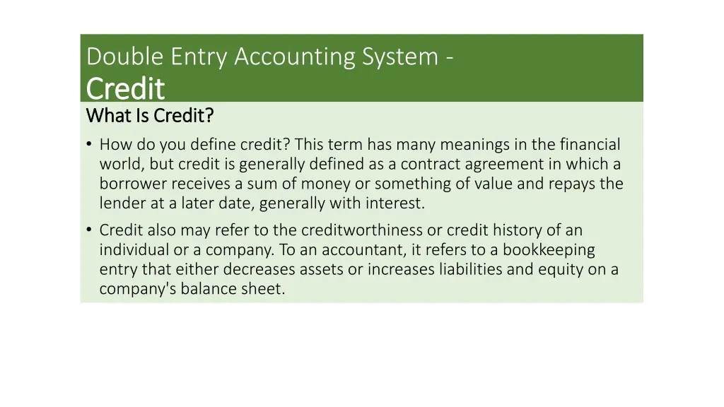 double entry accounting system credit credit what