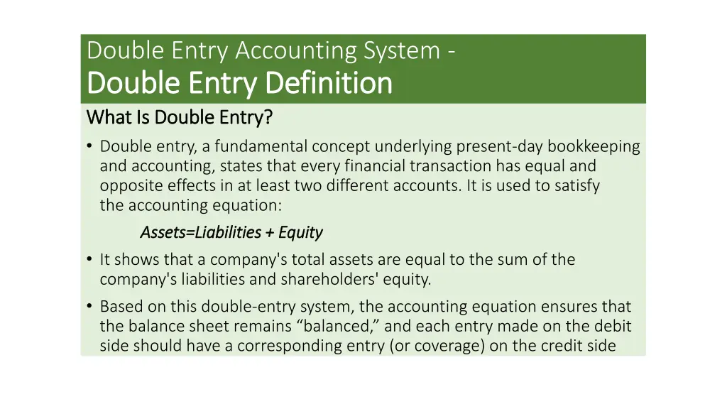 double entry accounting system double entry