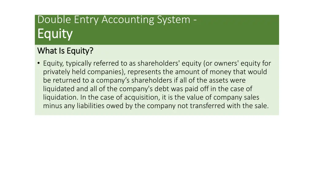 double entry accounting system equity equity