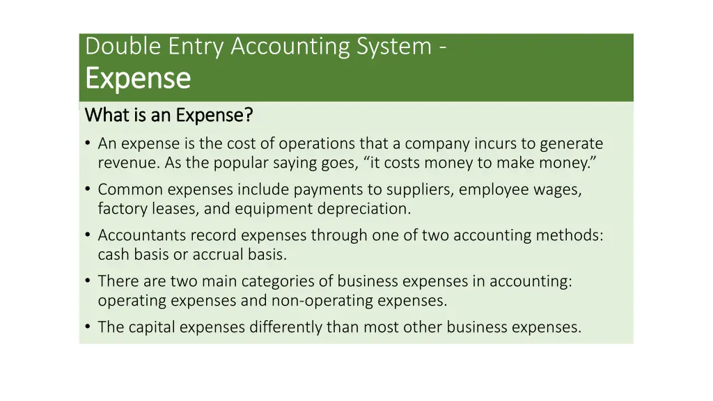 double entry accounting system expense expense