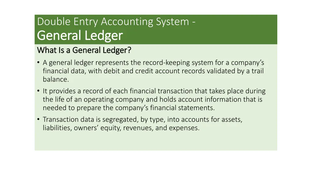 double entry accounting system general ledger