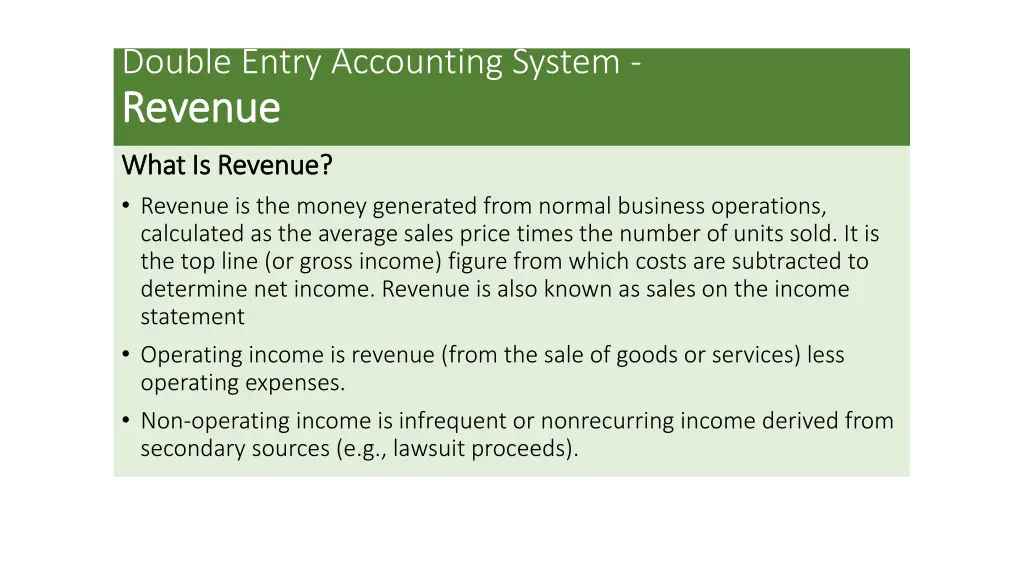 double entry accounting system revenue revenue