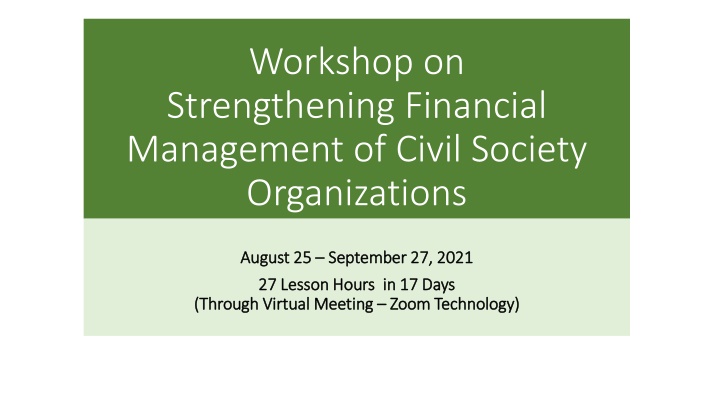 workshop on strengthening financial management
