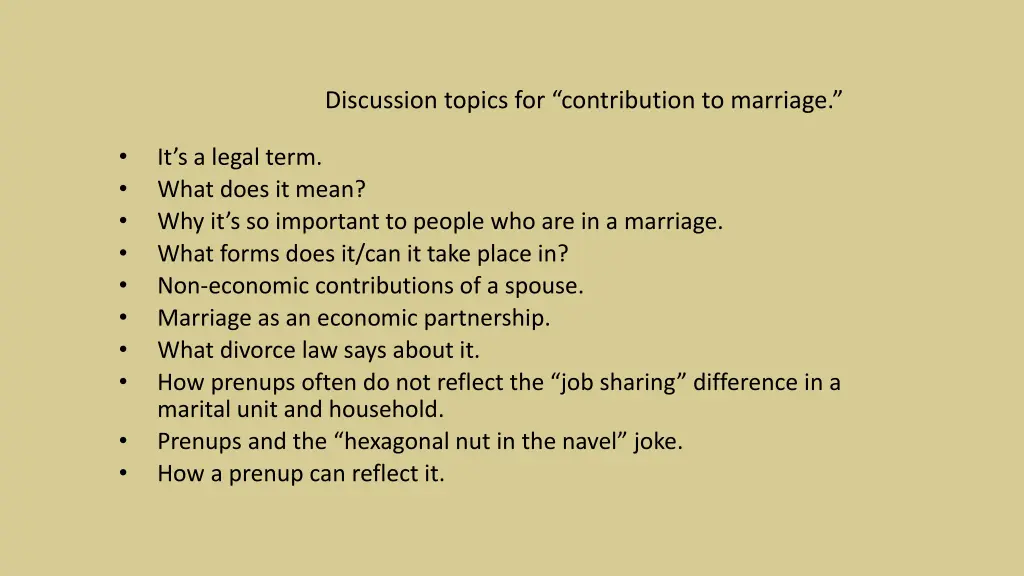 discussion topics for contribution to marriage