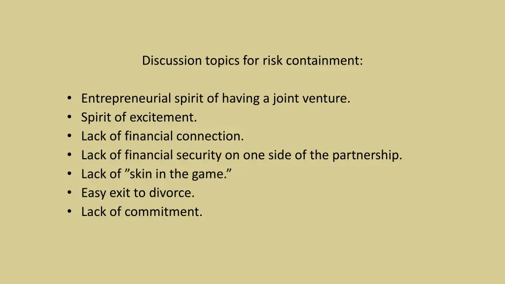 discussion topics for risk containment