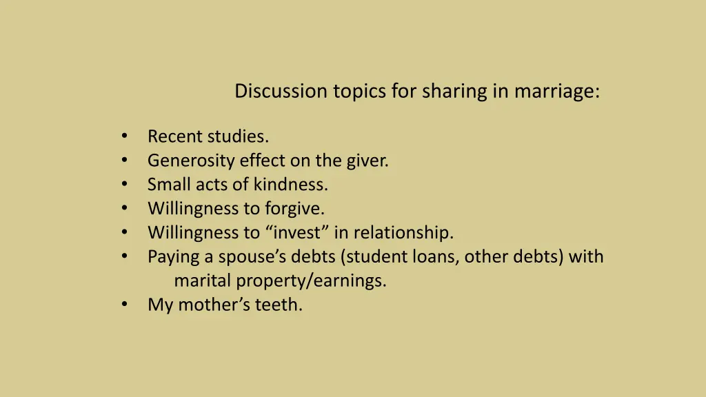 discussion topics for sharing in marriage