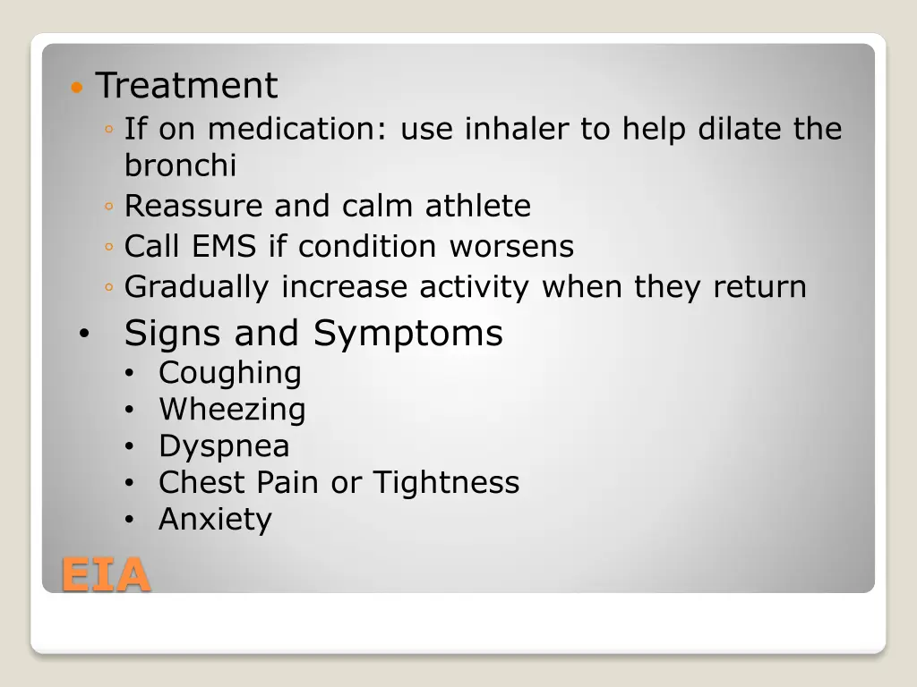 treatment if on medication use inhaler to help