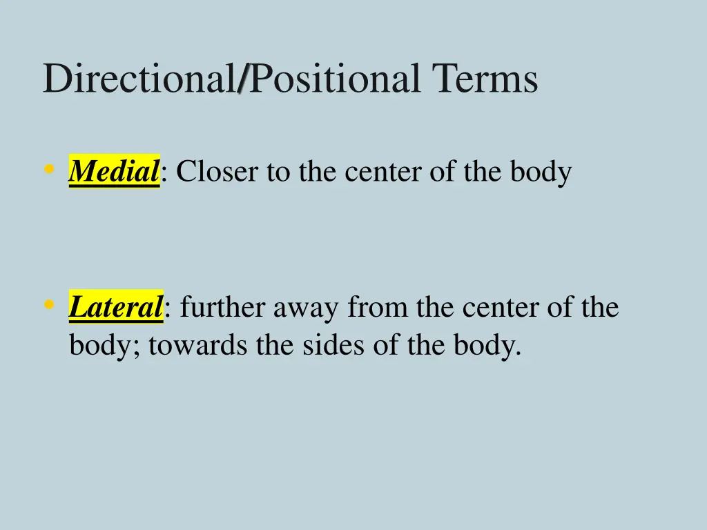 directional positional terms