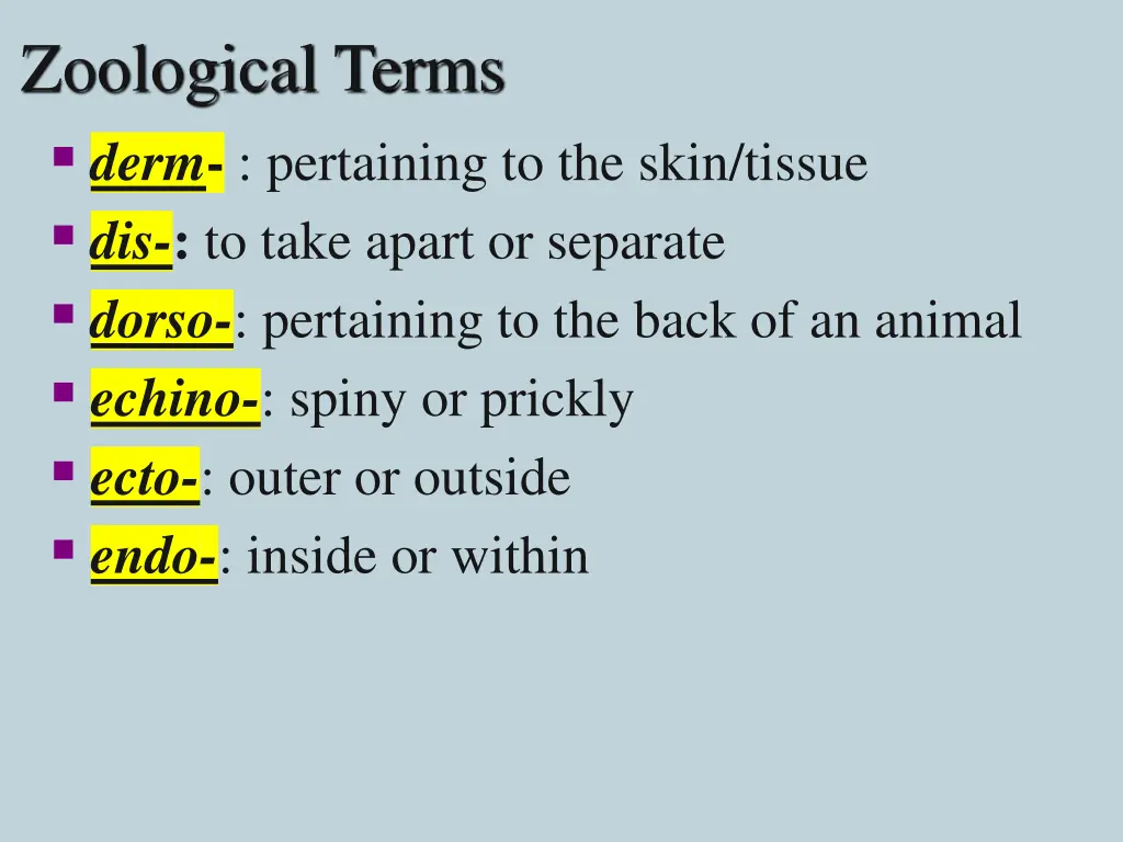zoological terms derm pertaining to the skin