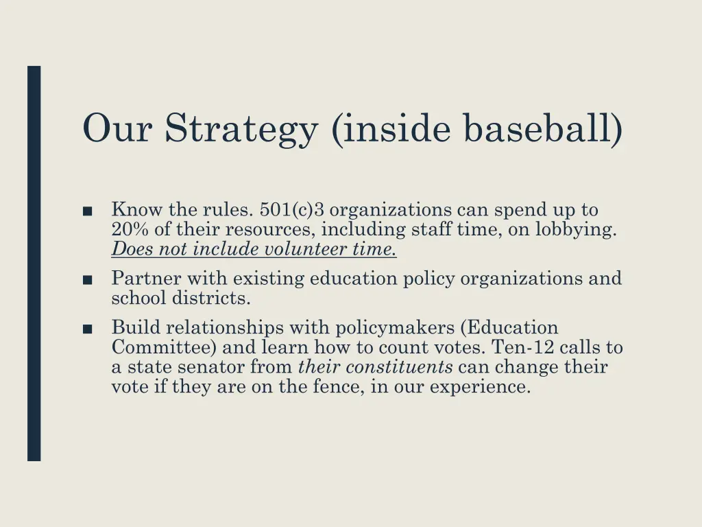 our strategy inside baseball