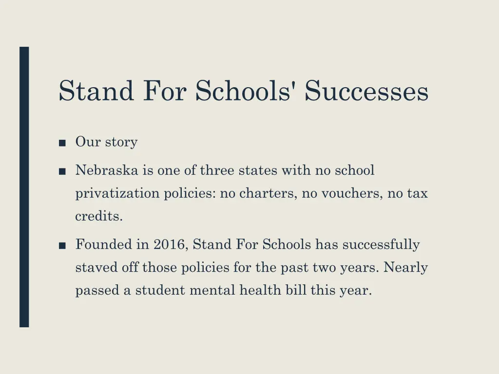 stand for schools successes
