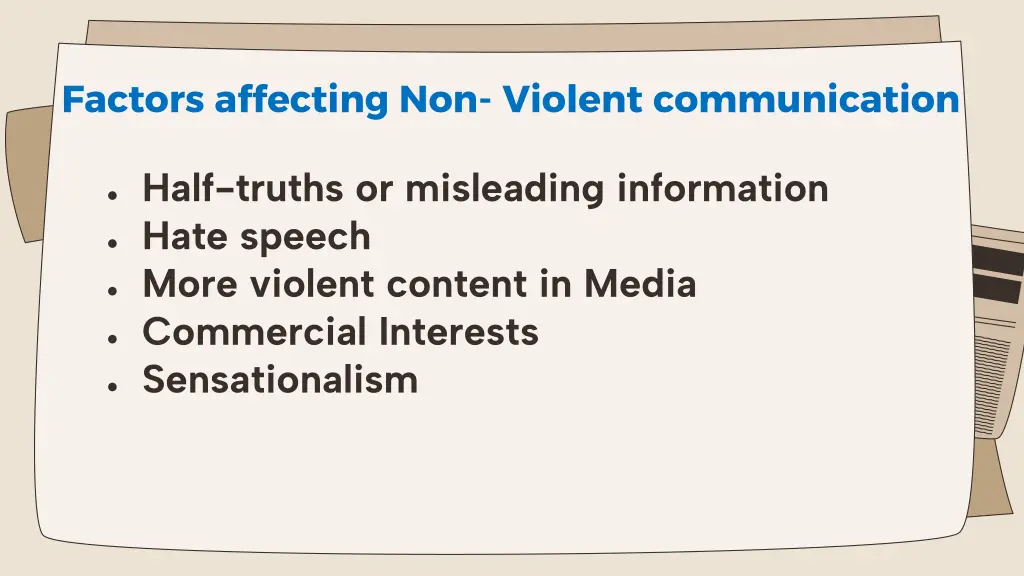 factors affecting non violent communication