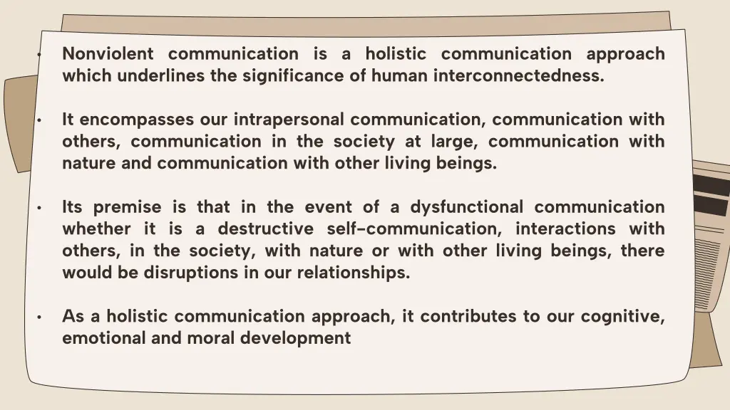 nonviolent communication is a holistic