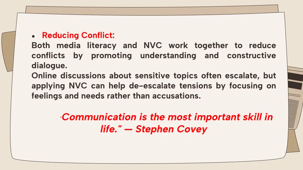 reducing conflict both media literacy