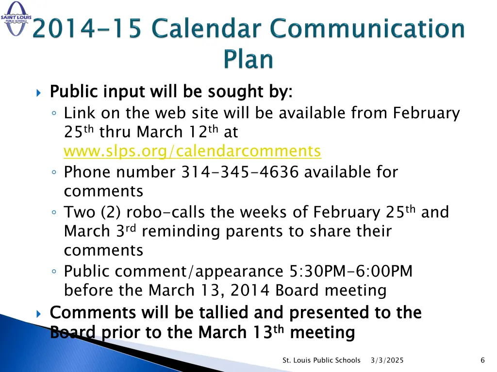 public input will be sought by link