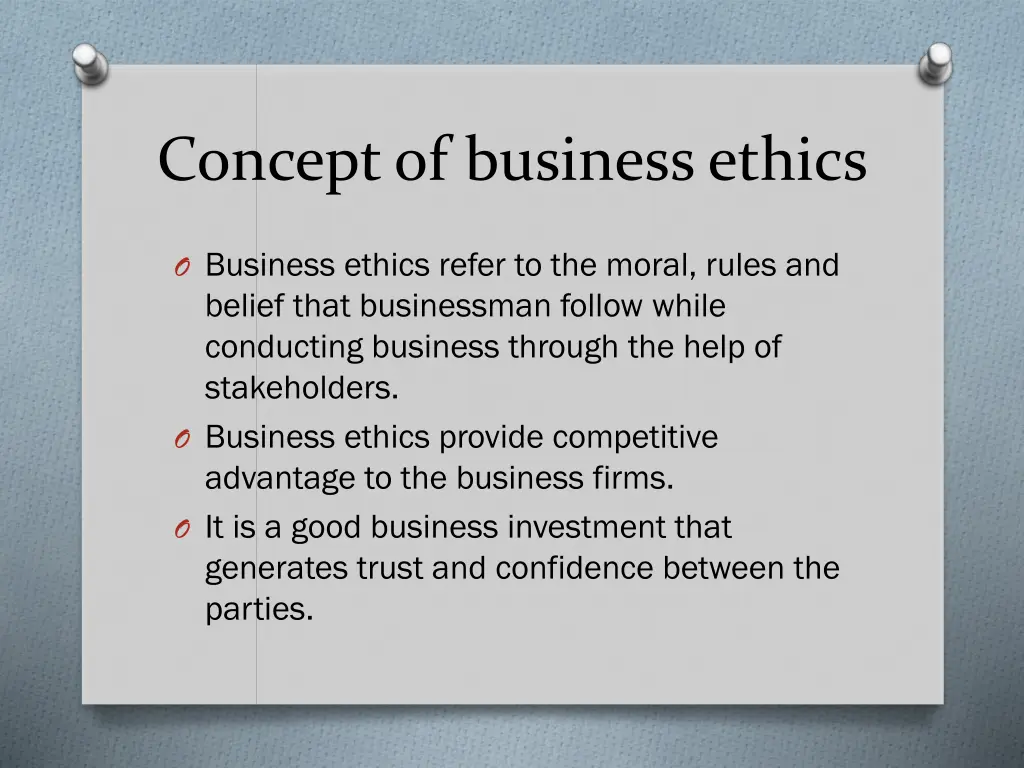 concept of business ethics