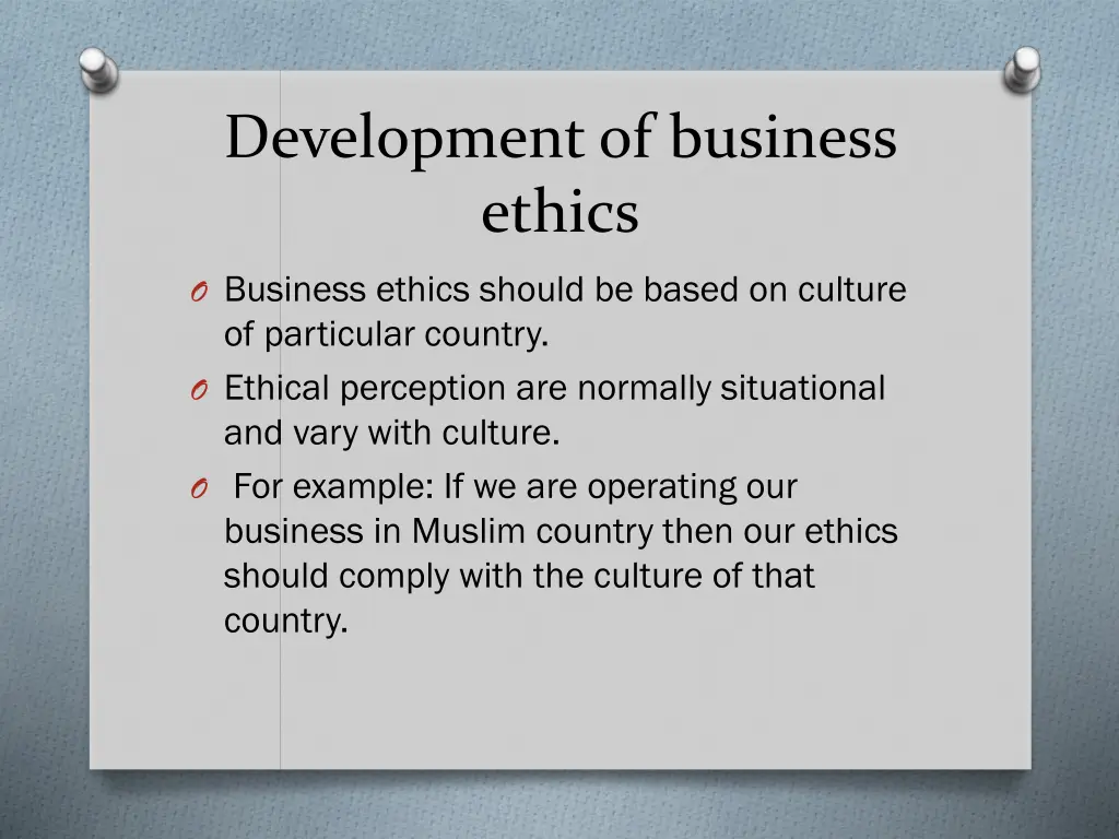 development of business ethics