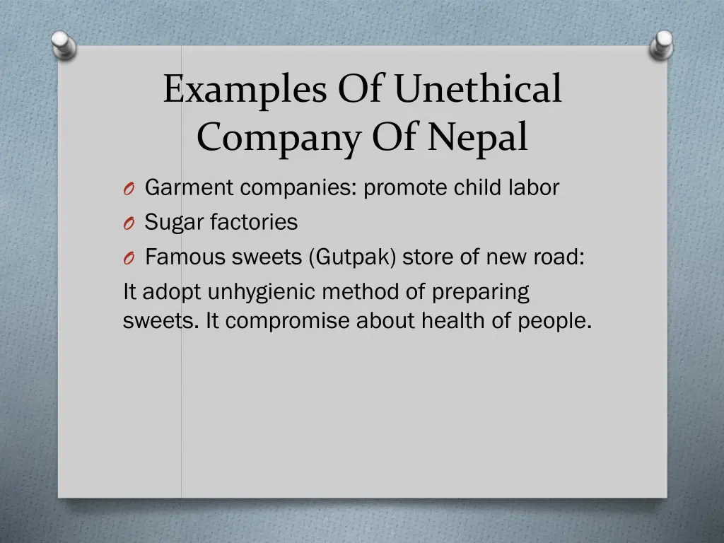 examples of unethical company of nepal