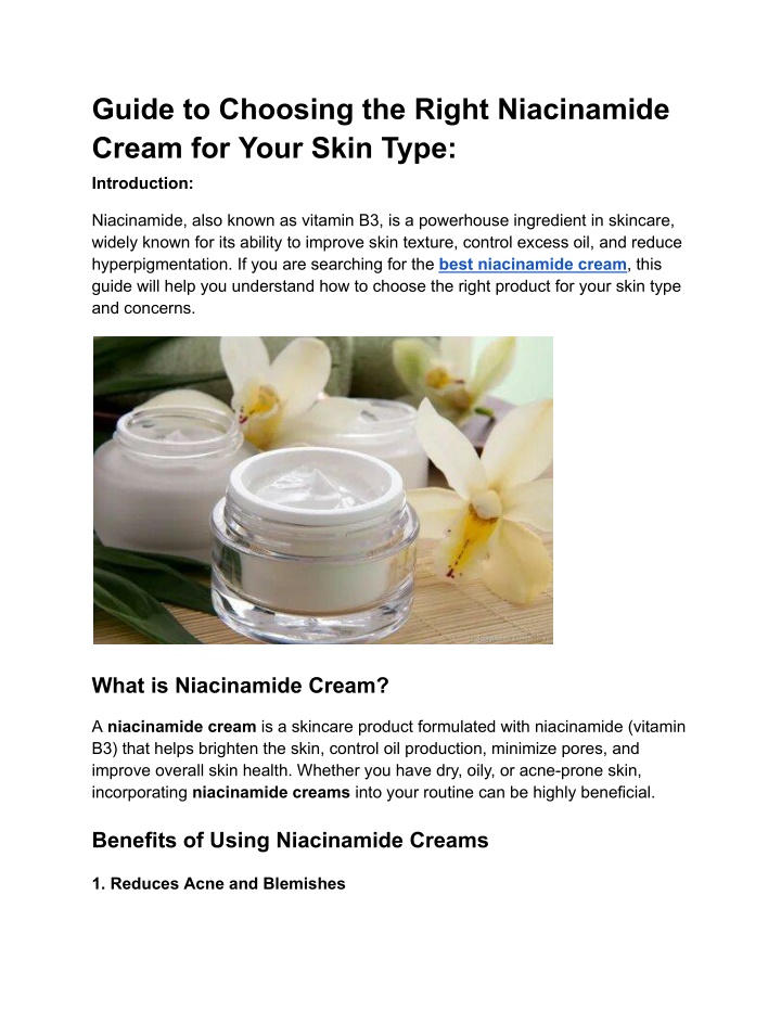 guide to choosing the right niacinamide cream