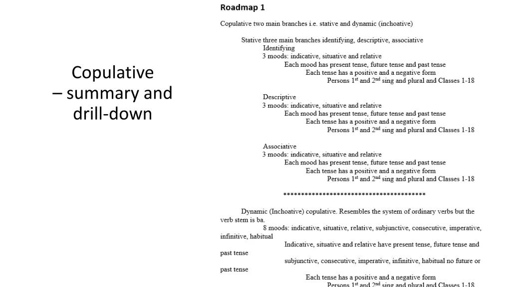 copulative summary and drill down