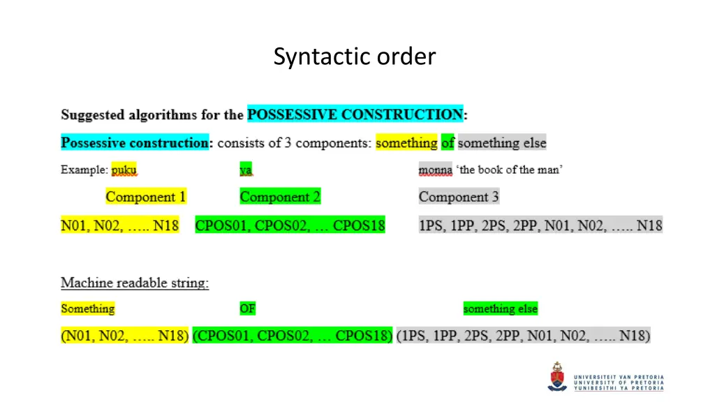 syntactic order