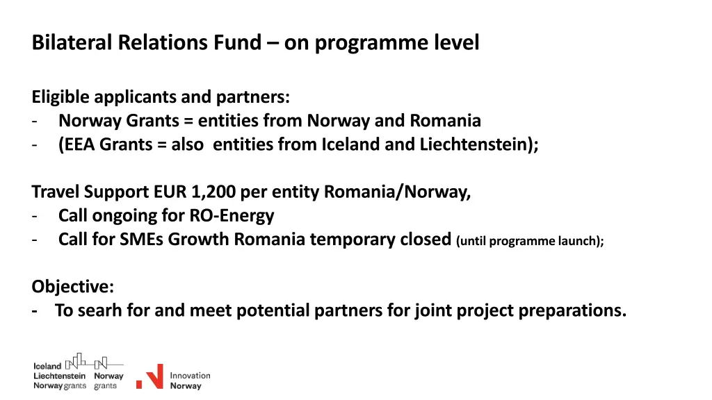 bilateral relations fund on programme level