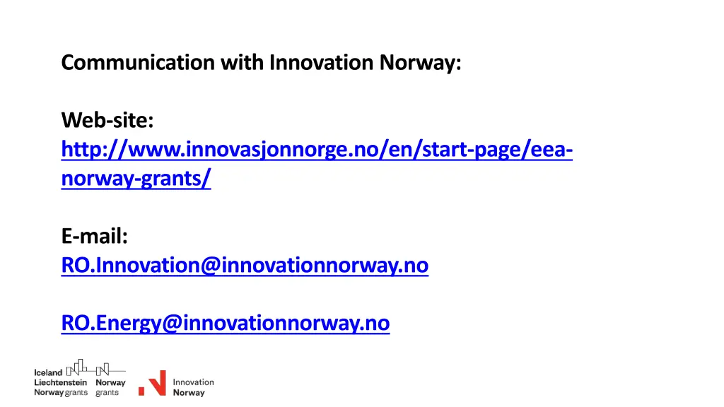 communication with innovation norway