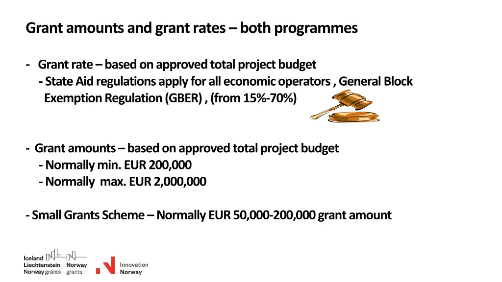 grant amountsand grant rates bothprogrammes