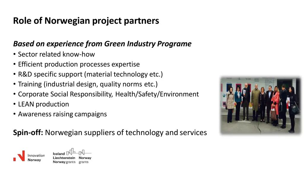 role of norwegian projectpartners