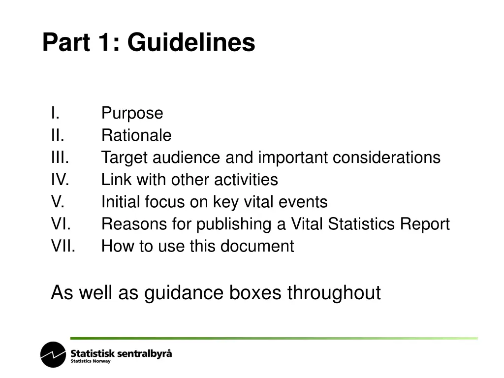part 1 guidelines