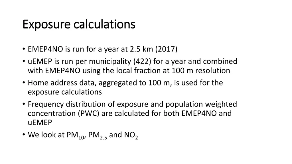 exposure exposure calculations calculations