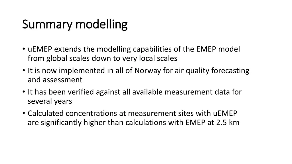 summary modelling summary modelling