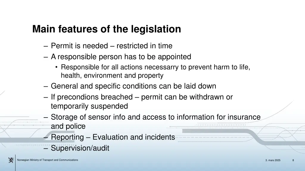 main features of the legislation