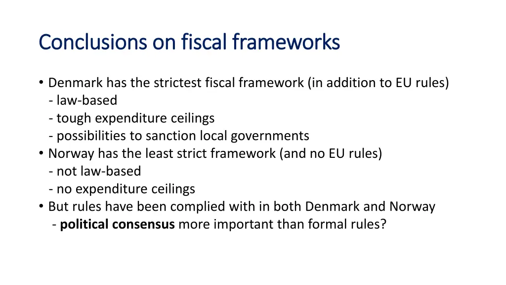 conclusions conclusions on