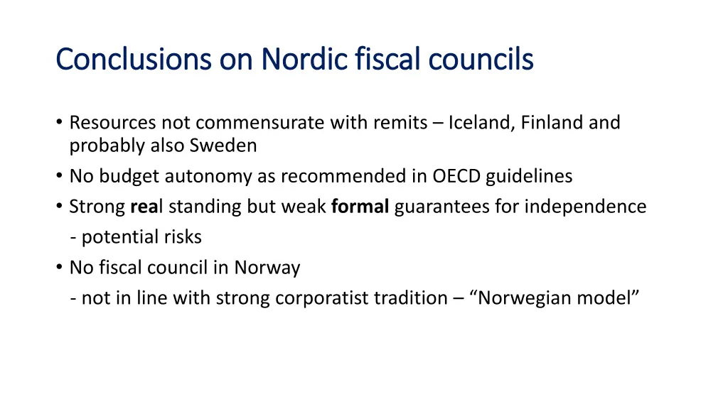 conclusions conclusions on nordic