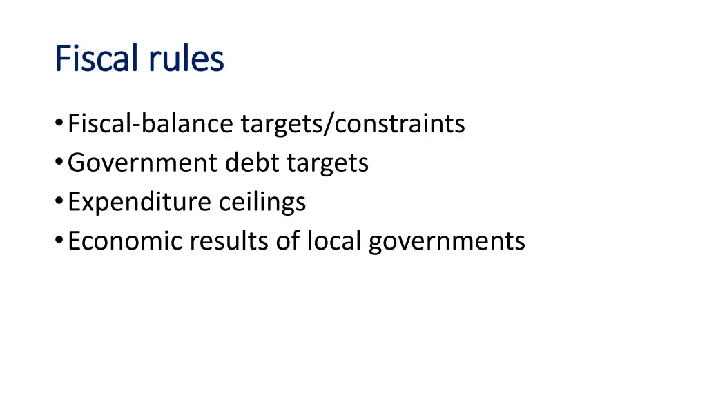 fiscal fiscal rules