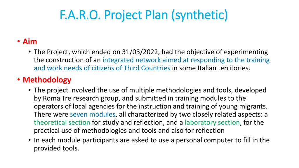 f a r o project plan f a r o project plan