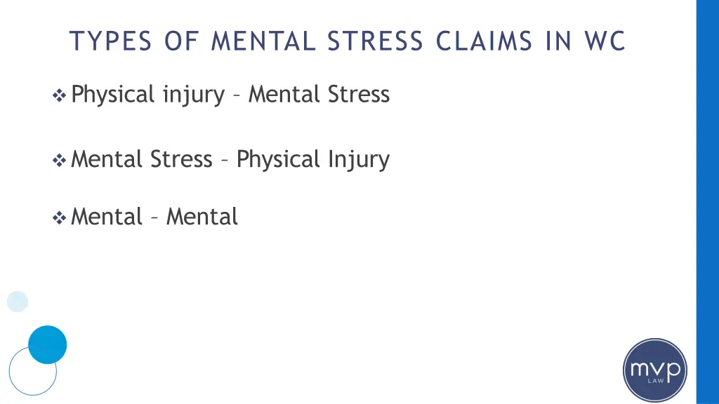 types of mental stress claims in wc