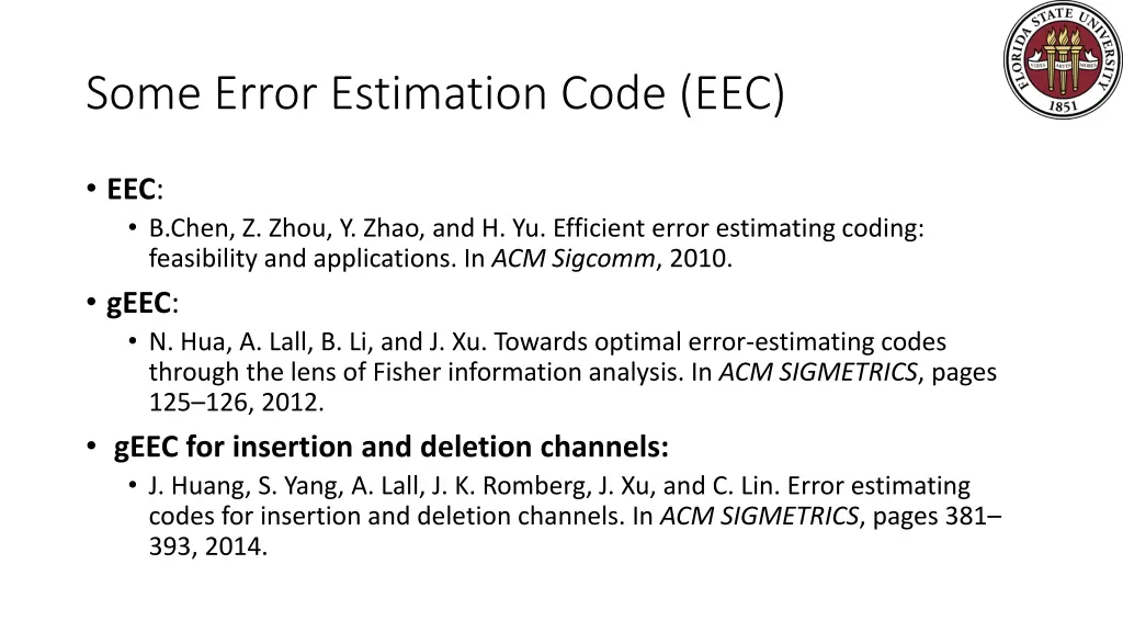 some error estimation code eec