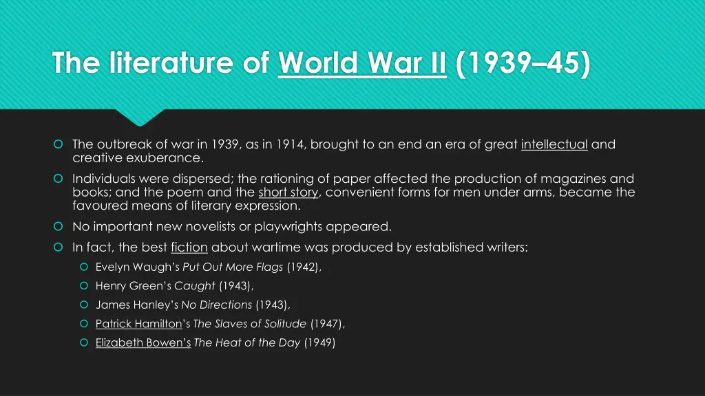 the literature of world war ii 1939 45
