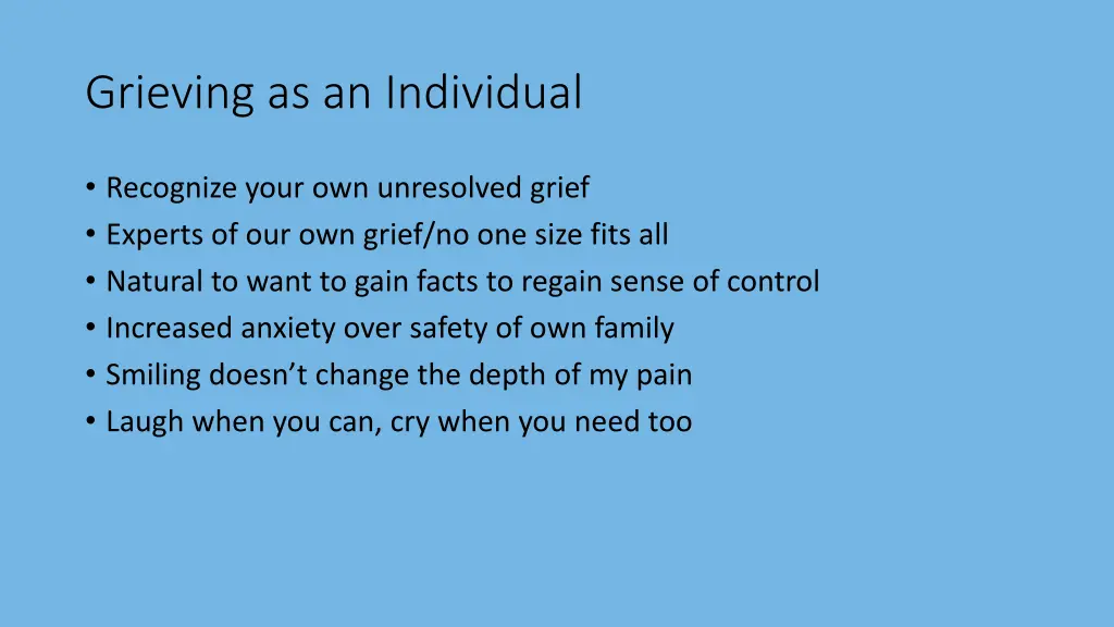 grieving as an individual