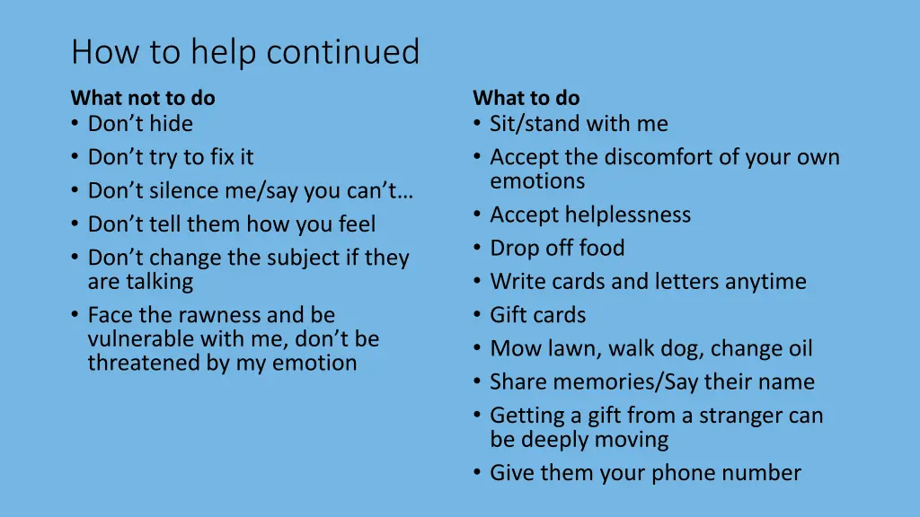 how to help continued