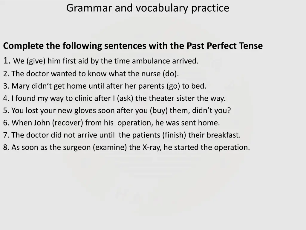 grammar and vocabulary practice
