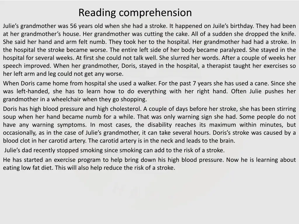 reading comprehension