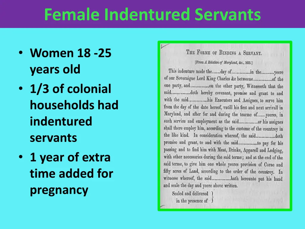 female indentured servants