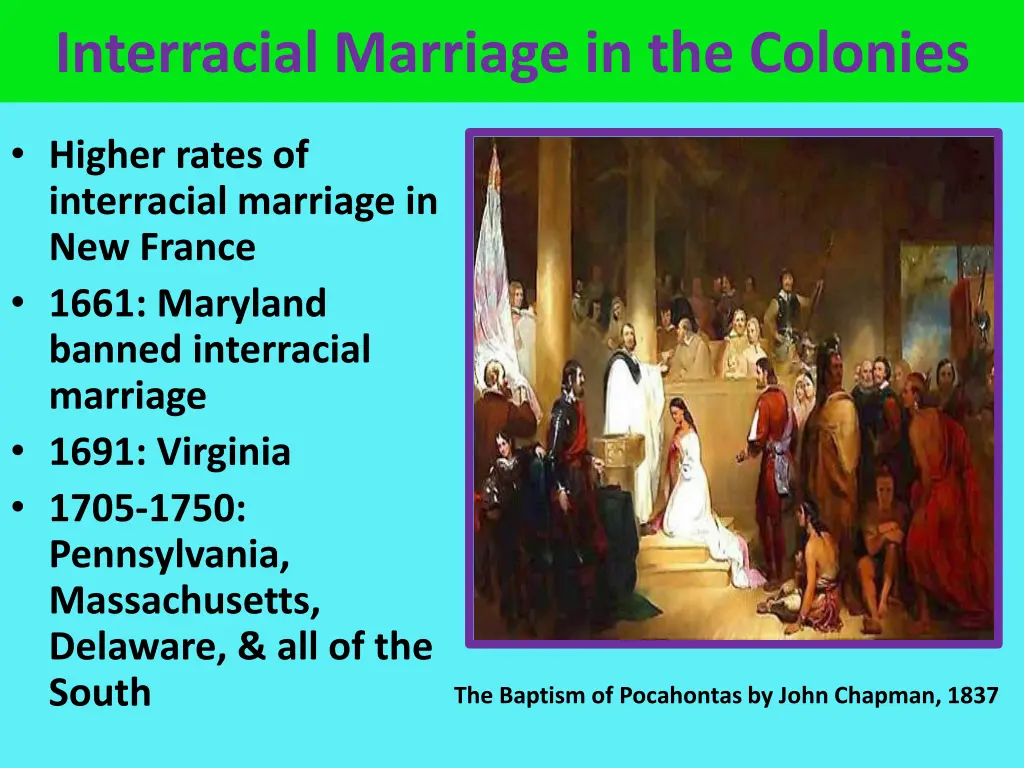 interracial marriage in the colonies