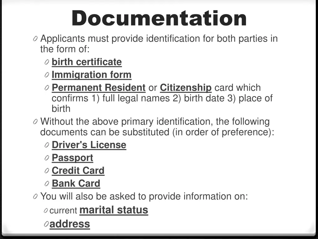 documentation 0 applicants must provide